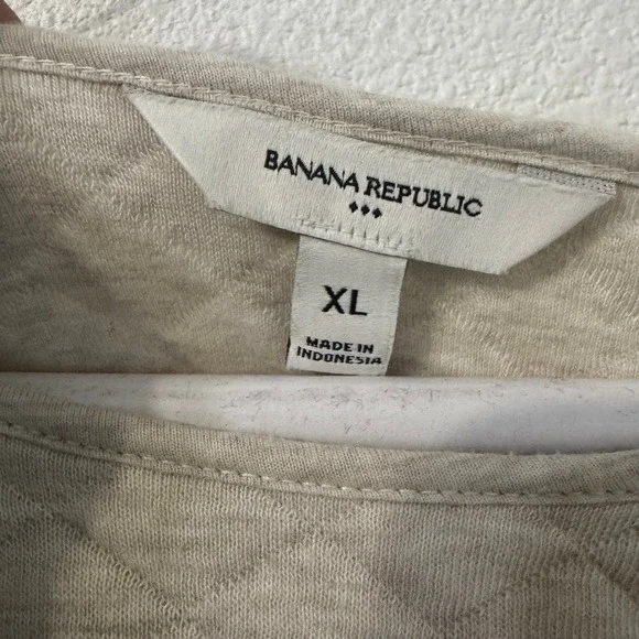 Banana Republic Womens XL Quilted Pullover Sweatshirt Oatmeal Beige Boat Neck - Picture 2 of 5